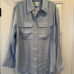 Light Blue Women’s Button-Up Shirt Over size